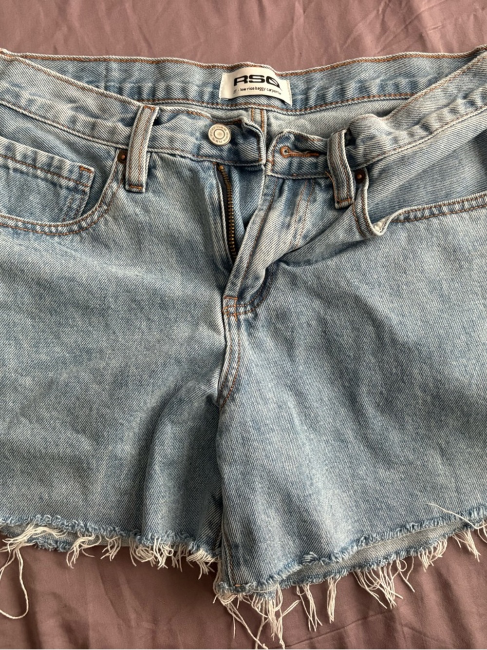 RSQ Low/Mid Rise Distressed Frayed Hem Denim Shorts
